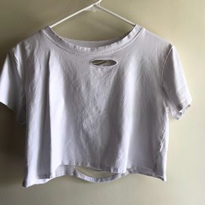 Distressed white crop top